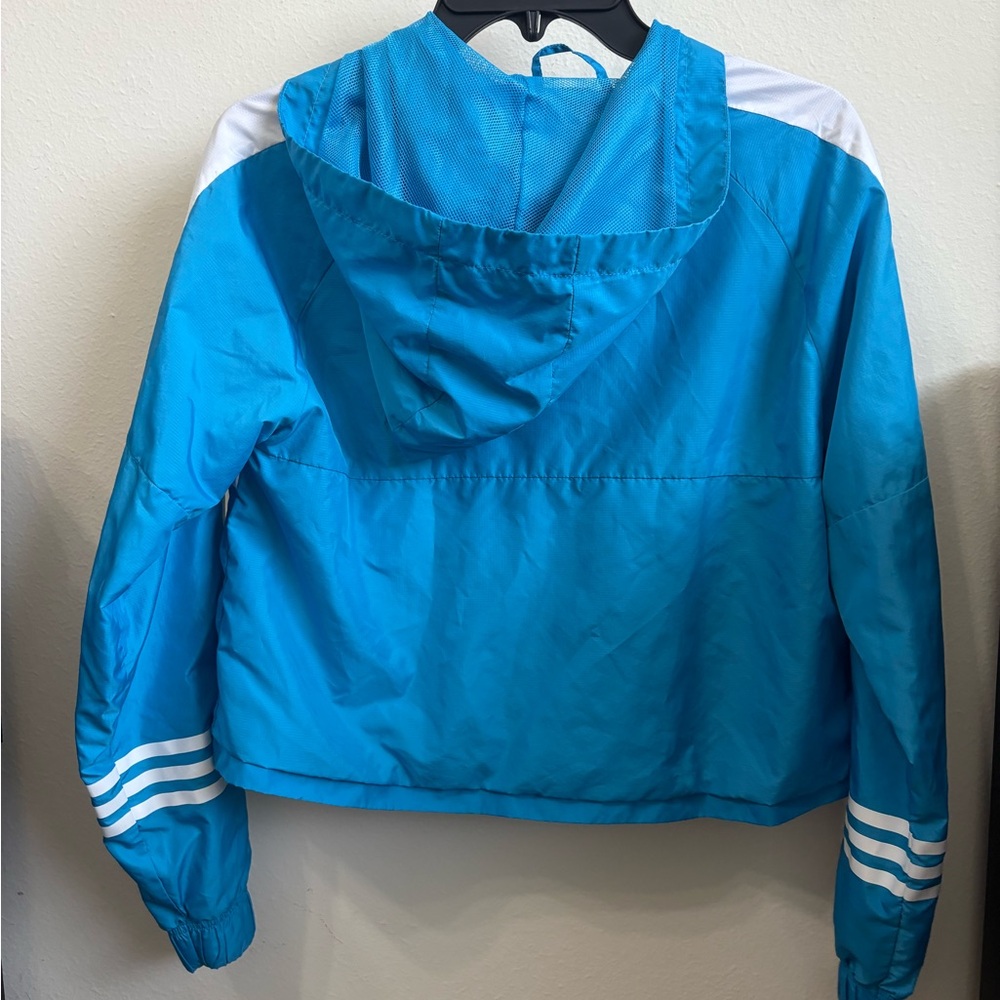 Adidas Blue and White Windbreaker Jacket - Picture 4 of 5